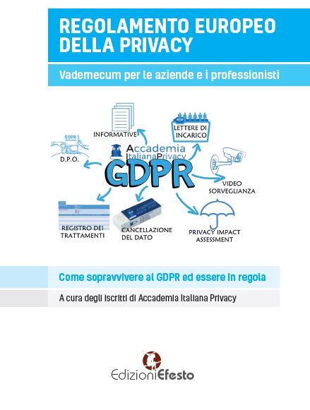 Copertina del libro: Regolamento europeo della privacy. Vademecum per aziende e liberi professionisti. Come sopravvivere al GDPR ed essere in regola